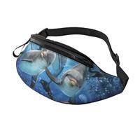 Dolphin in The Coral Reef Outdoor Sports Waist Bag & Casual Chest Pack, Adjustable Unisex Fanny Pack for Hiking/Running/Cycling