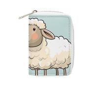Dolphin in The Coral Reef PU Leather Card Holder - Slim Durable Credit Card Organizer for Men & Women, Sheep and lamb cartoon, 16x11.5cm