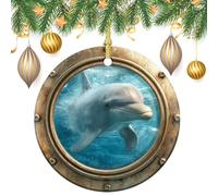 Dolphin in The Ocean Christmas Tree Hanging Ornaments,2 Pieces, 7.2CM Round Double-Sided