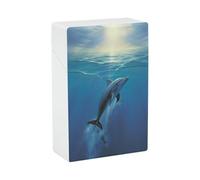 Dolphin in The Ocean Cigarette Case 85mm King Size, Crushproof Plastic Cigarette Box Holder for Men Women Cigar Protective Cover Waterproof Cigarettes Holder 20 Capacity