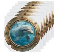 Dolphin in The Ocean Cloth Napkins Set of 6, Square Premium Reusable Washable Polyester Table Linen Napkin for Dinner Party