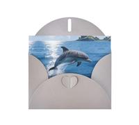 Dolphin In The Ocean Print Birthday Blank Note Card with Gray Envelopes 4x6in