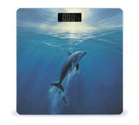 Dolphin in The OceanScale for Body Weight with LCD High Precision Weighing Scales Fashion Sturdy Tempered Glass Weight Scales Easy-to-Read Digital Bathroom Scale for Daily 400lb