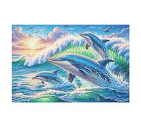 Dolphin in Waves 1000 Piece Count Premium Jigsaw Puzzle Teen Fans 14-18 Yrs Ultra Difficult Leisure Adventure Valentines Creativity & Gift Giving 1000 PCS/75x50cm