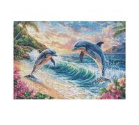 Dolphin in Waves 300 Piece Jigsaw Puzzle for All Ages Housewarming Party Activity Group Bonding Smooth Edges Home Decor Icebreaker 300 PCS