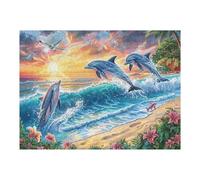 Dolphin in Waves 500 Piece Jigsaw Puzzle for Adults Jigsaw Creative Gift for Loved Ones Family Activity Challenging Design Stress Relief Pastime 500 PCS