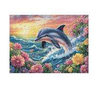 Dolphin in Waves 500 Piece Pack Classic Jigsaw Puzzle Couple Puzzle Partners Ultra Difficult Wall Decor Easter New Year Creativity & Gift Giving 500 PCS/52×38cm