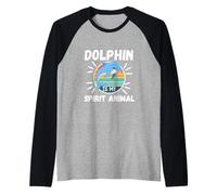 Dolphin is My Spirit Animal Kawaii Cartoon Funny Dolphins Raglan Baseball Tee