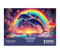 Dolphin Jigsaw 1000 Pieces Challenge Game for Adults,Rainbow Impossible Jigsaw Puzzles 1000 Piece Educational Games for Adults Or Families 70x50cm/1000pcs