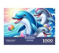 Dolphin Jigsaw for Adults 1000 Challenging Puzzles Brilliant Dolphins Puzzle Game for The Whole for Women Gifts for Men A Unique100% Recvcled Cardboard52x38cm/1000pcs