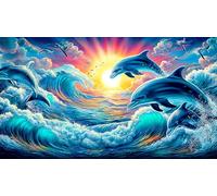 dolphin Jigsaw Puzzle 1000 Pieces - Fun Family Activity Great Gift Idea Challenging for Adults 38x26/1000pcs