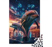 Dolphin Jigsaw Puzzle Adult 1000 Pieces Classic Puzzle Wooden Jigsaw Puzzle Wall Art Unique Toys 1000pcs (75x50cm)