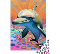 Dolphin Jigsaw Puzzle Adult 1000 Pieces Classic Puzzle Wooden Jigsaw Puzzle Wall Art Unique Toys 1000pcs (75x50cm)