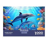 Dolphin Jigsaw Puzzles 1000 Piece Jigsaw Puzzle Challenging Puzzle Games 100% Recycled Cardboard Beautiful Decoration Puzzle Puzzle Game for The Whole for Women Puzzle for Adults 52x38cm/1000pcs