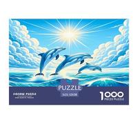 Dolphin Jigsaw Puzzles 1000 Piece Jigsaw Puzzle Educational Games 100% Recycled Cardboard Home Decoration Puzzle Puzzle Game for The Whole for Women Puzzle for Adults 52x38cm/1000pcs