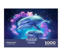 Dolphin Jigsaw Puzzles 1000 Pieces Puzzles Educational Game 100% Recycled Cardboard Beautiful Decoration Puzzle Puzzle Game for The Whole for Women Puzzle for Adults 52x38cm/1000pcs