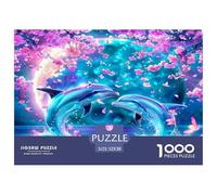 Dolphin Jigsaw Puzzles 1000 Pieces Puzzles Educational Game 100% Recycled Cardboard Home Decoration Puzzle Puzzle Game for The Whole for Women Puzzle for Adults 52x38cm/1000pcs