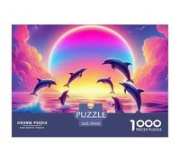 Dolphin Jigsaw Puzzles for Adults 1000 Piece Jigsaw Puzzles for Adult,JigsawPuzzle Brilliant Dolphins 1000 Pieces for Adults Puzzle Games Fun100% Recvcled Cardboard70x50cm/1000