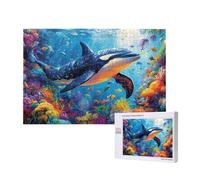 Dolphin Jigsaw Puzzles for Adults 120, Animal Puzzles for Adults Wooden, Funny/Difficult/Impossible/Challenging Decompression Games, As a Birthday and Holiday Decor Gift for Women and Men M-731