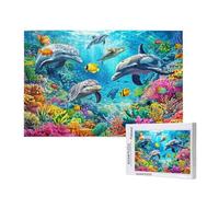 Dolphin Jigsaw Puzzles for Adults 500 Piece, Coral Puzzles for Adults Wooden, Funny/Difficult/Impossible/Challenging Decompression Games, As a Birthday for Women and Men ML-708