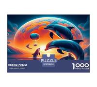 Dolphin Jigsaw Puzzles for Adults Kids 1000 Pieces Impossible Challenge Toy Educational Games Home Wall Art Extreme Difficulty Gift Set Relaxation 38x26cm/1000pcs