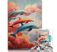 Dolphin Jigsaw Puzzles for Teenagers 1000,Toys Educational Games Stress Relieving Suitable for Desktop Decoration (38x26cm)
