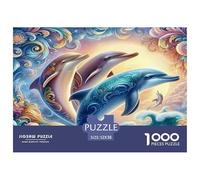 Dolphin Jigsaw Puzzles Puzzles 1000 Pieces Challenging Puzzle Games 100% Recycled Cardboard Beautiful Decoration Puzzle Puzzle Game for The Whole for Women Puzzle for Adults 52x38cm/1000pcs
