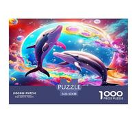 Dolphin Jigsaw Puzzles Puzzles 1000 Pieces Educational Games 100% Recycled Cardboard Beautiful Decoration Puzzle Puzzle Game for The Whole for Women Puzzle for Adults 52x38cm/1000pcs