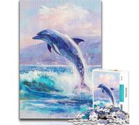 Dolphin JigsawPuzzle 1000 Pieces for Teenagers,Educational Games Home Decoration Deal As Gifts for The Whole Family (38x26cm)