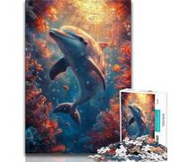 Dolphin JigsawPuzzle 1000 Pieces for Teenagers,Stress Reliever Difficult Challenge Unique Home Decor And Gifts (50x75cm)