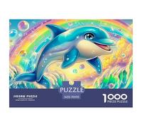 Dolphin Joy 1000 Piece Jigsaw Puzzles Suitable for Decompression And Wall Decor Couple Art Challenge High Difficulty for Adults & Kids Age 12 Years Up 70x50cm/1000pcs