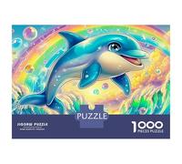 Dolphin Joy 1000 Pieces Premium Cardboard Jigsaw Puzzles Abstract Colorful Dolphin Shapes Personalized Photo Pattern 38x26cm/1000pcs