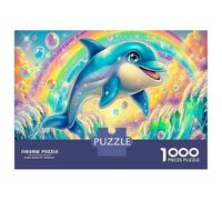 Dolphin Joy Classic Jigsaw Puzzle, Cosmic Dolphin 1000 Pieces, Sturdy Cardboard, Decompression & Wall Decor, Relaxation, Creativity & Gift Giving 52x38cm/1000pcs