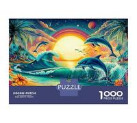 Dolphin Jump 1000 Pieces Jigsaw Puzzles Engaging Home Decoration Dolphins at Sunset Jigsaw Puzzles Unique Puzzle Gift for Adults And Kids 70x50cm/1000pcs