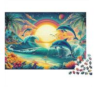 Dolphin Jump Jigsaw Puzzles for Adults The Impossible Challenge 1000 Pieces Cute Difficult Hard Jigsaw Puzzles for Man And Woman with Letters on Back 38x26cm/1000pcs