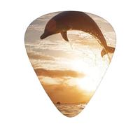 Dolphin Jumping From Shining Water,12 Pcs Guitar Pick,3 Different Thickness Plectrums for Acoustic Guitar Bass Ukulele (0.46mm 0.96mm 0.71mm)