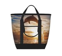 Dolphin Jumping from Shining Water,Lunch Bags Large Capacity Insulated Tote Bag for Women Men Work Picnic Travel