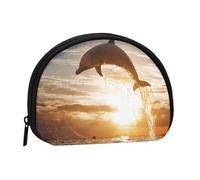 Dolphin Jumping from Shining Water, Women's Storage Bag Shell Makeup Bag Small Coin Purse Shell Change Pouch