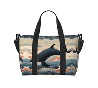 Dolphin jumping off the water Printed Tote Travel Bag With Adjustable Shoulder Strap Suitable For Travel And Sports