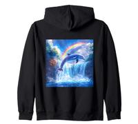 Dolphin Jumping Over A Rainbow Zip Hoodie
