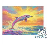 Dolphin Jumping-vibrant Ocean Art Year in Pictures 1000 Piece with High Definition Print Jigsaw Puzzles As An Ultra Difficult Puzzle for Travel Jigsaw Puzzle 70x50cm/1000pcs