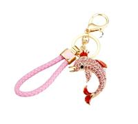 Dolphin Keyring Pendants, Keyring with Rhinestones Glitter Gift, Pink