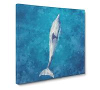 Dolphin Leading the Way Canvas Print | Gallery Wrapped 30mm Frame Wall Art | 20x20 inches | Ready to Hang | Modern Animals Picture | Living Room Bedroom Lounge Office