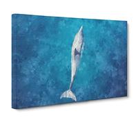 Dolphin Leading The Way Canvas Print | Gallery Wrapped 30mm Frame Wall Art | 30x20 inches | Ready to Hang | Modern Animals Picture | Living Room Bedroom Lounge Office
