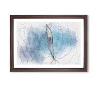 Dolphin Leading The Way in Abstract Framed Print | A2 Walnut Framed Wall Art | Ready to Hang | Abstract Animal Picture | Living Room Bedroom Lounge Office