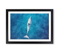 Dolphin Leading The Way Painting Framed Print | A2 Black Framed Wall Art | Ready to Hang | Modern Animal Picture | Living Room Bedroom Lounge Office