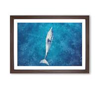 Dolphin Leading The Way Painting Framed Print | A2 Walnut Framed Wall Art | Ready to Hang | Modern Animal Picture | Living Room Bedroom Lounge Office