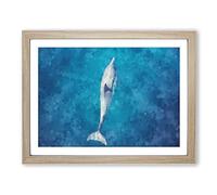 Dolphin Leading The Way Painting Modern Art Framed Print | A2 Oak Framed Wall Art | Ready to Hang | Modern Animal Picture | Living Room Bedroom Lounge Office