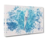 Dolphin Leading the Way Watercolour Canvas Print | Gallery Wrapped 30mm Frame Wall Art | 30x20 inches | Ready to Hang | Modern Animals Picture | Living Room Bedroom Lounge Office