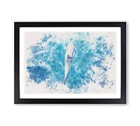 Dolphin Leading The Way Watercolour Framed Print | A2 Black Framed Wall Art | Ready to Hang | Modern Animal Picture | Living Room Bedroom Lounge Office